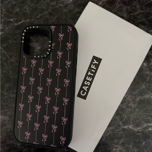 Casetify Black and Purple Bow Pattern Phone Case